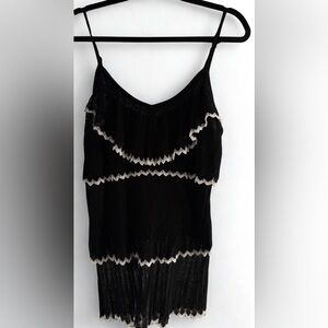 Early 2000’s Y2K Cache Tiered Tank Top Style Cami Black and White Size M